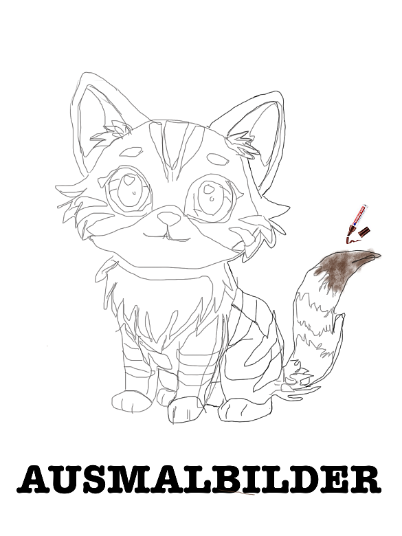 Bild eines Umrisses einer Katze mit einem Stift