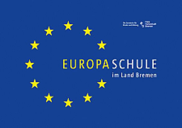 Bild einer Europaflagge auf der das Wort Europaschule steht